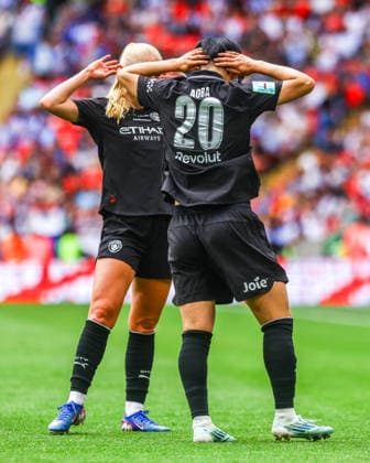 Brighton and Hove Albion Women v Manchester City Women Adobe Womens FA Cup Aoba Fujino of Manchester City Women celebrates scoring her sides third goal of the game to make the score 3-0 during the Adobe Womens FA Cup Final between Brighton and Hove Albion Women and Manchester City Women at Wembley Stadium, London 31 05 2026 UK Newspapers OUT Copyright: xLucyxCopseyx FIL-23532-0085