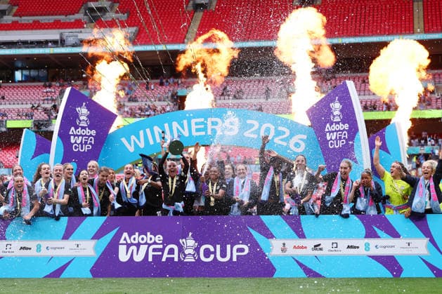 London, England, 31st May 2026. Alex Greenwood of Manchester City Women celebrates with the trophy after the Brighton Women vs Manchester City Women The Women s FA Cup match at Wembley Stadium, London. Picture credit should read: Paul Terry Sportimage EDITORIAL USE ONLY. No use with unauthorised audio, video, data, fixture lists, club league logos or live services. Online in-match use limited to 120 images, no video emulation. No use in betting, games or single club league player publications. SPI_054_PT_Brighton_W_Man_City_W SPI-4831-0054
