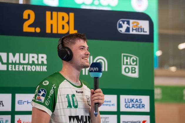 Handball I Herren I Saison 2025-2026 I 2. Bundesliga I 33. Spieltag I HC Oppenweiler Backnang - Eulen Ludwigshafen I 31.05.2026 Nick Fröhlich (10, HC Oppenweiler Backnang) im Interview bei Dyn Backnang Murrtal Arena Baden-Württemberg Deutschland Copyright: xLobeca MaxxPetershansx