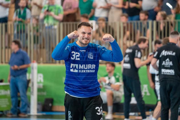 Handball I Herren I Saison 2025-2026 I 2. Bundesliga I 33. Spieltag I HC Oppenweiler Backnang - Eulen Ludwigshafen I 31.05.2026 Janis Boieck (32, HC Oppenweiler Backnang) jubelt Backnang Murrtal Arena Baden-Württemberg Deutschland Copyright: xLobeca MaxxPetershansx