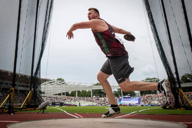 DRESDEN , GERMANY - MAY 31: Henrik Janssen (GER Germany) competes in the discus throw during the Golden Oval Continental Tour Silver meeting on May 31, 2026 at Heinz-Steyer-Stadion in Dresden, Saxony, Germany. Saxony Germany Copyright: xAxelxKohringx