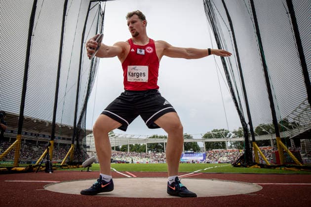DRESDEN , GERMANY - MAY 31: Marius Karges (GER Germany) competes in the discus throw during the Golden Oval Continental Tour Silver meeting on May 31, 2026 at Heinz-Steyer-Stadion in Dresden, Saxony, Germany. Saxony Germany Copyright: xAxelxKohringx
