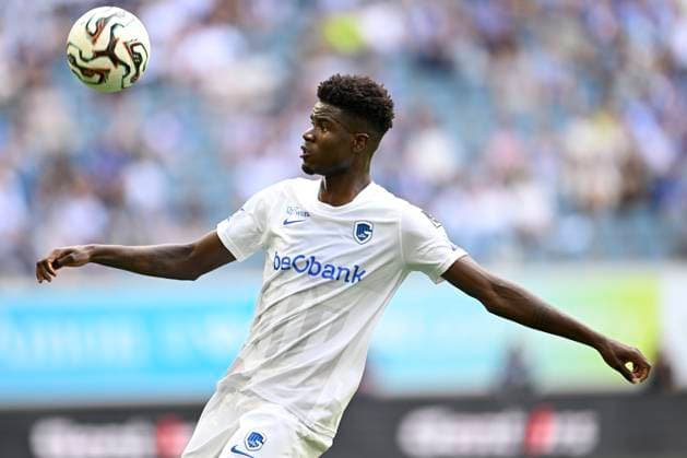 KAA Gent v KRC Genk - Jupiler Pro League Europe Play-Off Decider GENT, BELGIUM - MAY 31 : Bangoura Sory Ibrahima midfielder of KRC Genk in action during the Jupiler Pro League Europe Play-Off decider match with the last European Conference League ticket at stake between KAA Gent and KRC Genk on May 31, 2026 in Gent, Belgium, 31 05 2026 Gent Belgium  Copyright: xNicoxVereeckenx