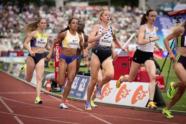 DRESDEN , GERMANY - MAY 31: Jana Marie Becker (GER Germany), Lena Kandissounon (FRA France), Smilla Kolbe (GER Germany), Lore Hoffmann (SUI Switzerland) competing in the 800m during the Golden Oval Continental Tour Silver meeting on May 31, 2026 at Heinz-Steyer-Stadion in Dresden, Saxony, Germany. Saxony Germany Copyright: xAxelxKohringx