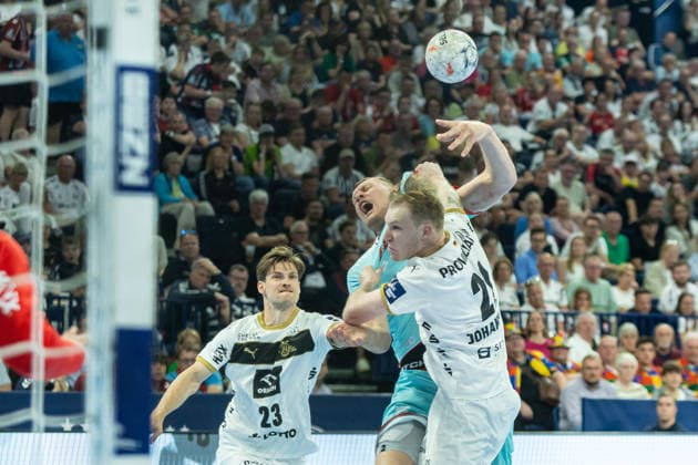 during the handball final of the Winamax EHF Finals 2026 between THW Kiel and MT Melsungen at Barclays Arena on May 31, 2026 in Hamburg, Germany. -