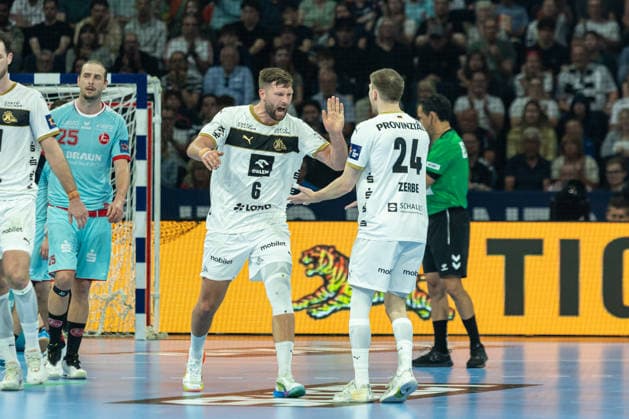 during the handball final of the Winamax EHF Finals 2026 between THW Kiel and MT Melsungen at Barclays Arena on May 31, 2026 in Hamburg, Germany. -