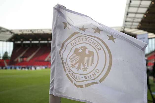 The corner flag with the Germany logo can be seen during the International Friendly, Länderspiel, Nationalmannschaft match between Germany and Finland at MEWA Arena on May 31, 2026 in Mainz, Germany. (Photo by Oliver Kaelke DeFodi Images) -