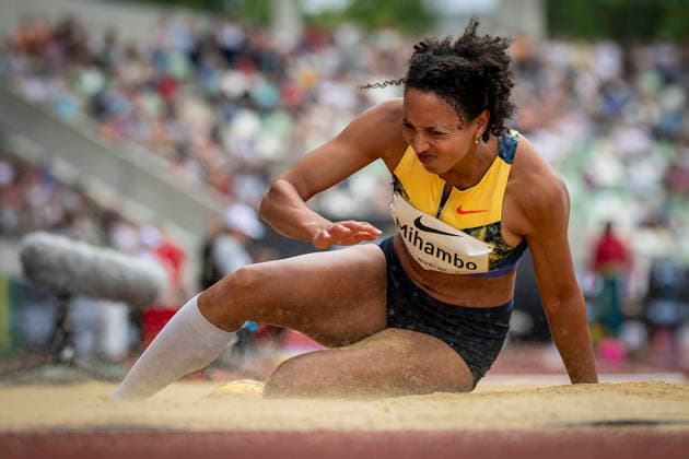 DRESDEN , GERMANY - MAY 31: Malaika Mihambo (GER Germany) competes in the long jump during the Golden Oval Continental Tour Silver meeting on May 31, 2026 at Heinz-Steyer-Stadion in Dresden, Saxony, Germany. Saxony Germany Copyright: xAxelxKohringx