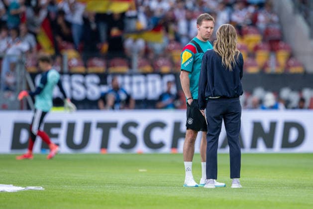 31.05.2026, Fussball Freundschafts-Länderspiele 3.Spieltag, Deutschland - Finnland, in der Mewa-Arena Mainz, Trainer Julian Nagelsmann (Deutschland) beim TV Interview,