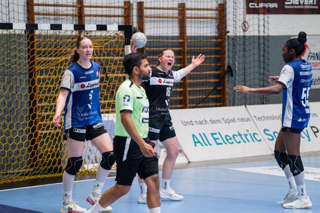 HSG Blomberg-Lippe (GER) vs. Borussia Dortmund (GER) Handball, 1. Handball Bundesliga Frauen, Finale, Spiel 3, 31.5.2026, Saision 2025 2026, Blomberg Melanie Veith (HSG Blomberg-Lippe, 16) jubelt nach einer Parade Blomberg Sporthalle an der Ulmenallee Deutschland