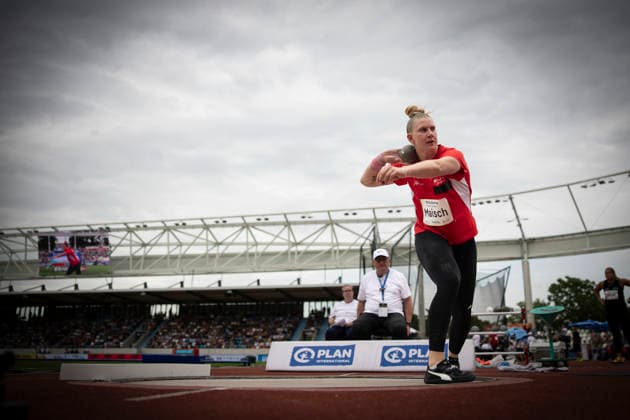 DRESDEN , GERMANY - MAY 31: Katharina Maisch (GER Germany) competes in the women’s shot put during the Golden Oval Continental Tour Silver meeting on May 31, 2026 at Heinz-Steyer-Stadion in Dresden, Saxony, Germany. Saxony Germany Copyright: xAxelxKohringx