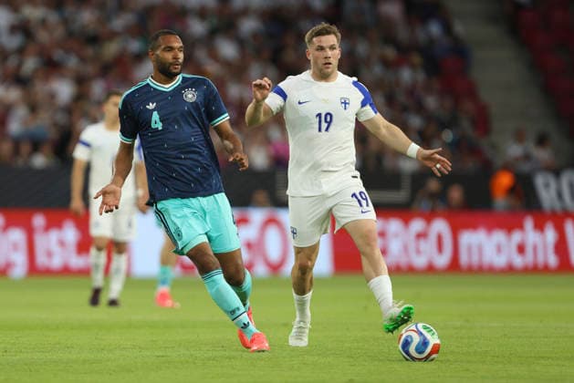 Jonathan Tah (Deutschland) und Benjamin Källman (Finnland) battle for the ball during the International Friendly, Länderspiel, Nationalmannschaft match between Germany and Finland at MEWA Arena on May 31, 2026 in Mainz, Germany. (Photo by Oliver Kaelke DeFodi Images) -