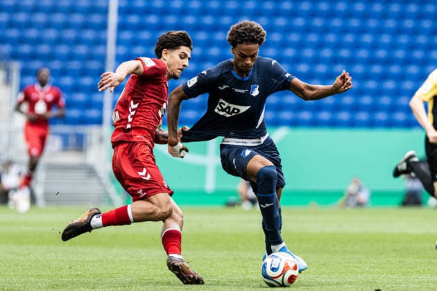 U19-DFB-Nachwuchsliga A, 2025 2026, Finale: TSG Hoffenheim U19 - 1. FC Köln U19; 31.05.2026 Kristiyan Irmiev (1. FC Köln U19, 6), Tristan Spranger (TSG 1899 Hoffenheim U19, 13) U19-DFB-Nachwuchsliga A, 2025 2026, Finale: TSG Hoffenheim U19 - 1. FC Köln U19; PreZero Arena, Sinsheim; 31.05.2026 DFB regulations prohibit any use of photographs as image sequences and or quasi video. Copyright: xBEAUTIFULxSPORTS Buriakovx
