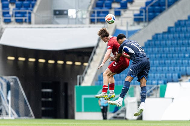 U19-DFB-Nachwuchsliga A, 2025 2026, Finale: TSG Hoffenheim U19 - 1. FC Köln U19; 31.05.2026 Benjamin Ley (1. FC Köln U19, 8), Tristan Spranger (TSG 1899 Hoffenheim U19, 13) U19-DFB-Nachwuchsliga A, 2025 2026, Finale: TSG Hoffenheim U19 - 1. FC Köln U19; PreZero Arena, Sinsheim; 31.05.2026 DFB regulations prohibit any use of photographs as image sequences and or quasi video. Copyright: xBEAUTIFULxSPORTS Buriakovx