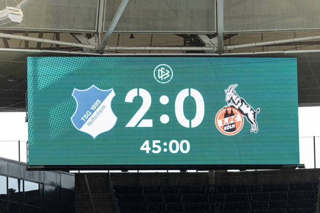 U19-DFB-Nachwuchsliga A, 2025 2026, Finale: TSG Hoffenheim U19 - 1. FC Köln U19; 31.05.2026 Spielstand zur Halbzeitpause, Hoffenheim führt 2:0 gegen 1. FC Köln U19. U19-DFB-Nachwuchsliga A, 2025 2026, Finale: TSG Hoffenheim U19 - 1. FC Köln U19; PreZero Arena, Sinsheim; 31.05.2026 DFB regulations prohibit any use of photographs as image sequences and or quasi video. Copyright: xBEAUTIFULxSPORTS Buriakovx