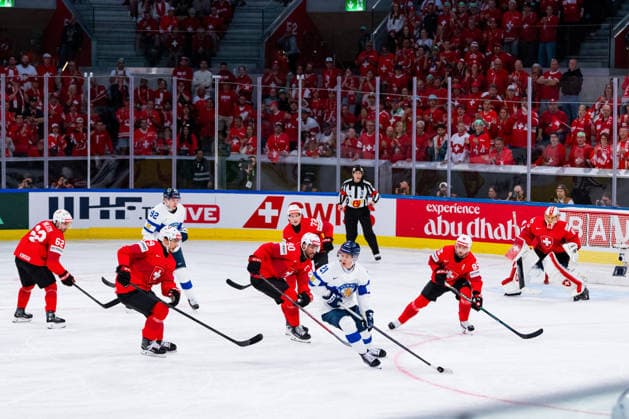 ZURICH, SWITZERLAND - MAY 31: Patrik Puistola (Finland, 21) with the puck during the Gold Medal Game - Match 64 between Switzerland and Finland at the IIHF Ice hockey, Eishockey World Championship, WM, Weltmeisterschaft 2026, Swiss Life Arena on May 31, 2026 in Zurich, Switzerland. Zurich Switzerland Copyright: xTimoxSteinx