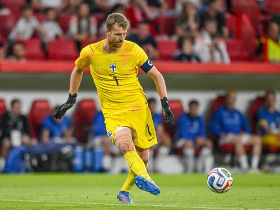 Torwart Lukas Hradecky (Finland) controls the Ball during the International Friendly, Länderspiel, Nationalmannschaft match between Germany and Finland at MEWA Arena on May 31, 2026 in Mainz, Germany. (Photo by Harry Langer DeFodi Images) -