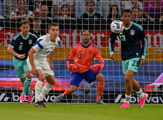 31.05.2026, Fussball Freundschafts-Länderspiele 3.Spieltag, Deutschland - Finnland, in der Mewa-Arena Mainz, v.l. Joshua Kimmich (Deutschland), Torwart Oliver Baumann (Deutschland) und Felix Nmecha (Deutschland)