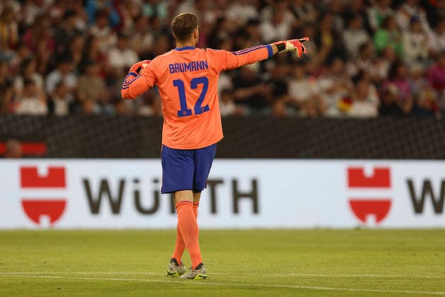 Torwart Oliver Baumann (Deutschland) gestures during the International Friendly, Länderspiel, Nationalmannschaft match between Germany and Finland at MEWA Arena on May 31, 2026 in Mainz, Germany. (Photo by Oliver Kaelke DeFodi Images) -