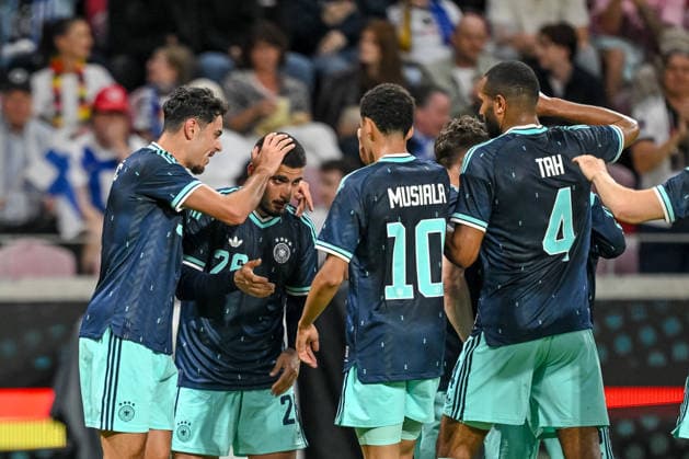 Deniz Undav (Germany) celebrates after scoring his team s first goal with teammates during the International Friendly, Länderspiel, Nationalmannschaft match between Germany and Finland at MEWA Arena on May 31, 2026 in Mainz, Germany. (Photo by Harry Langer DeFodi Images) -