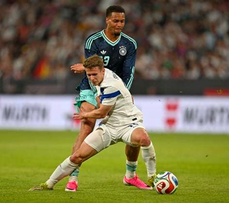 31.05.2026, Fussball Freundschafts-Länderspiele 3.Spieltag, Deutschland - Finnland, in der Mewa-Arena Mainz, v.l. Felix Nmecha (Deutschland) gegen Anssi Suhonen (Finnland)