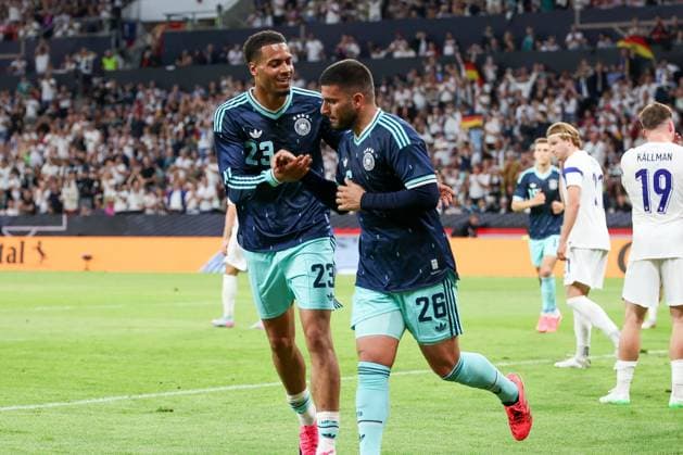Felix Nmecha 23 (Deutschland) und Deniz Undav 26 (Deutschland) jubeln nach dem 1:0, Deutschland vs. Finnland, Fussball, Maenner, UEFA, Freundschaftsspiel, Friendly Match, DFB, Saison 2025 2026, 31.05.2026 Mainz Rheinland-Pfalz Deutschland