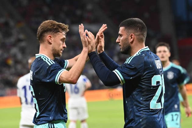 Deniz UNDAV (GER) jubelt nach seinem Tor zum 1-0, mit Joshua KIMMICH (GER)jubelnd, Jubel, Begeisterung, Freude, Emotion Deutschland (GER) - Finnland (FIN) Fussball Laenderspiel,Freundschaftsspiel, am 3105.2026, Mewa Arena Mainz Deutschland. UEFA regulations prohibit any use of photographs as image sequences and or quasi-video Â