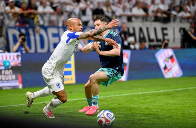 (l-r) Nikolai Alho (FIN), Florian Wirtz (GER), Aktion, Zweikampf. Fussball Länderspiel, Deutschland (GER) - Finnland (FIN) am 31.05.2026 in Mainz Deutschland. Mewa Arena