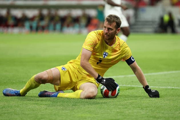 goalkeeper Lukas Hradecky (Finnland) in action, with the ball during the International Friendly, Länderspiel, Nationalmannschaft match between Germany and Finland at MEWA ARENA on May 31, 2026, in Mainz, Germany. The match serves as preparation for the 2026 FIFA World Cup, WM, Weltmeisterschaft, Fussball in the United States Mainz MEWA ARENA Germany Copyright: xJoaquimxFerreirax