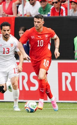 31.05.2026 Schweiz St.Gallen Fussball Saison 2025-2026 Laenderspiel Schweiz - Jordanien. Bild. Granit Xhaka SUI Aktion