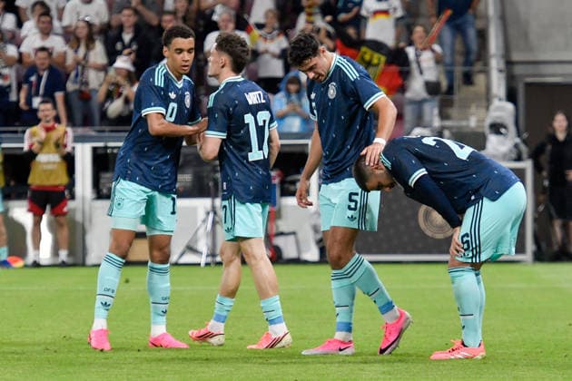 Deniz Undav (Germany 26) jubelt nach dem Tor zum 3:0 mit Jamal Musiala (Germany 10) Florian Wirtz (Germany 17) Aleksandar Pavlovic (Germany 5) 31.05.2026 ¢ Fussball ¢ WM-Test ¢ Deutschland vs Finnland, MEWA Arena, Mainz, Rheinland-Pfalz Germany