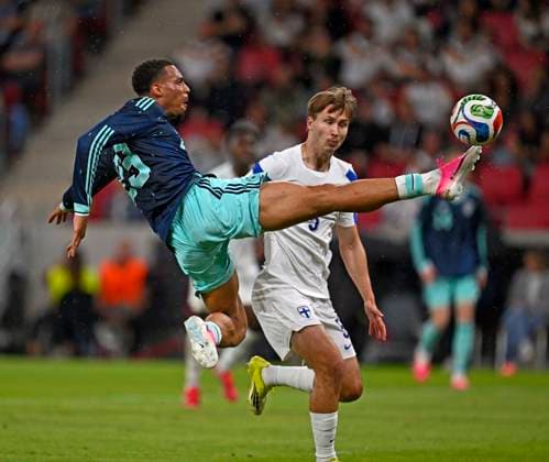 31.05.2026, Fussball Freundschafts-Länderspiele 3.Spieltag, Deutschland - Finnland, in der Mewa-Arena Mainz, v.l. Felix Nmecha (Deutschland) gegen Miro Tenho (Finnland)