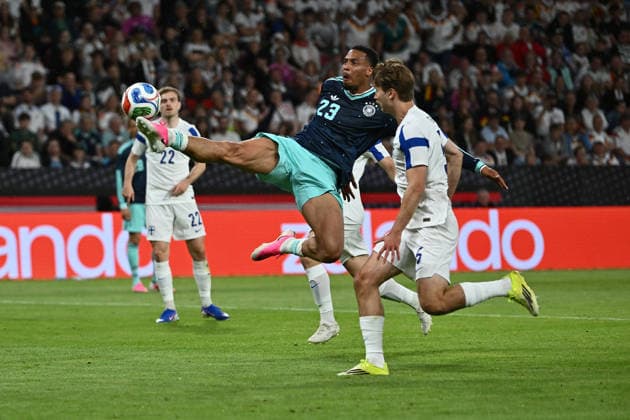 31.05.2026, xfux, Fussball Länderspiel, Deutschland - Finnland v.l. Felix Nmecha (Deutsche Fussball Nationalmannschaft DFB) Miro Tenho (Finnische Nationalmannschaft Finnland) Zweikampf, Aktion, action, battle for the ball (DFL DFB REGULATIONS PROHIBIT ANY USE OF PHOTOGRAPHS as IMAGE SEQUENCES and or QUASI-VIDEO) Mainz