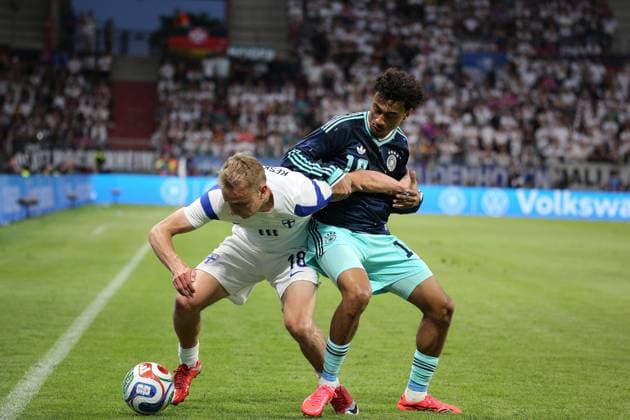 31.05.2026 xmgoodx Mainz MEWA Arena DFB Länderspiel Deutschland gegen Finnland Topi Keskinen (Finnland 18) gegen Nathaniel Brown (18, GER)
