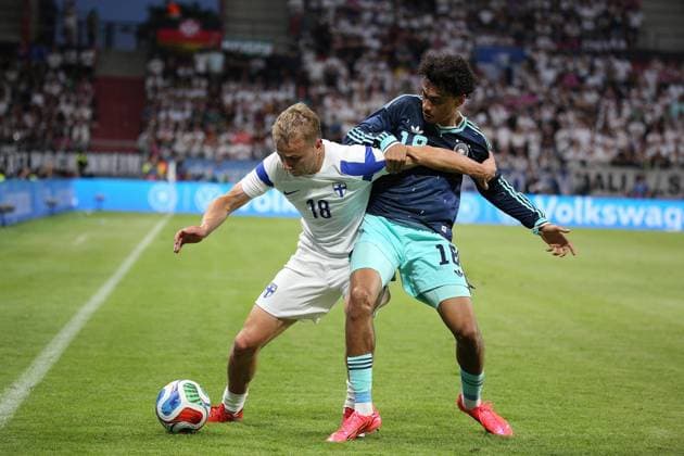 31.05.2026 xmgoodx Mainz MEWA Arena DFB Länderspiel Deutschland gegen Finnland Topi Keskinen (Finnland 18) gegen Nathaniel Brown (18, GER)