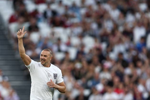 London, England, 31st May 2026. Paddy McGuiness of England comes on to become the most capped Soccer Aid player with 10 caps during the England vs Soccer Aid World XI UNICEF Soccer Aid match at the London Stadium, London. Picture credit should read: Jake Youle Sportimage EDITORIAL USE ONLY. No use with unauthorised audio, video, data, fixture lists, club league logos or live services. Online in-match use limited to 120 images, no video emulation. No use in betting, games or single club league player publications. SPI_056_England_World_XI SPI-4829-0055