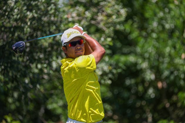 FORT WORTH, TX - MAY 31: Hideki Matsuyama (JPN) hits from the 9th tee during the final round of the Charles Schwab Challenge on May 31, 2026 at Colonial Country Club in Fort Worth, TX. (Photo by George Walker Icon Sportswire) GOLF: MAY 31 PGA, Golf Herren Charles Schwab Challenge EDITORIAL USE ONLY Icon26053122