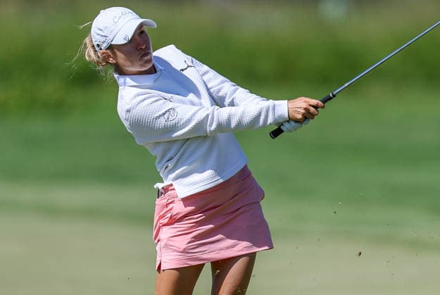 May 31, 2026: Chiara Tamburlini of Switzerland hits her approach shot from the 10th fairway during the final round at the ShopRite LPGA, Golf Damen Classic Powered by Wakefern in Galloway, NJ. CSM LPGA 2026: ShopRite LPGA Classic Powered By Wakefern MAY 31  - ZUMAc04_ 20260531_zma_c04_173 Copyright: xMikexLangishx