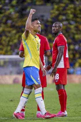 RIO DE JANEIRO, BRAZIL - MAY 31: Casemiro celebrates a goal during an International Friendly, Länderspiel, Nationalmannschaft match between Brazil and Panama at Estádio Jornalista Mário Filho (Maracanã) on May 31, 2026 in Rio de Janeiro, Brazil. (Photo by Natalia Leal Sports Press Photo)  Copyright: xx Sportspressphoto_SPR158679