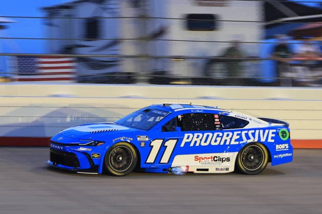 NASHVILLE, TN - MAY 31: Denny Hamlin ( 11 Joe Gibbs Racing Progressive Insurance Toyota) races down the back stretch during the running of the NASCAR, Motorsport, USA Cup Series Cracker Barrel 400 on May 31, 2026 at Nashville Superspeedway in Lebanon, TN. (Photo by Jeff Robinson Icon Sportswire) AUTO: MAY 31 NASCAR Cup Series Cracker Barrel 400 EDITORIAL USE ONLY Icon26053121115400