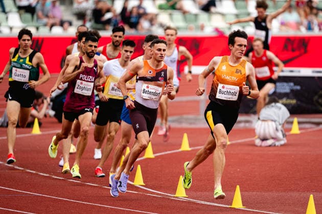 Karl Bebendorf (Dresdner SC) and several other athletes in the 2000 m staple chase competition Goldenes Oval Dresden, Track and Field, 2026, 31.05.2026 Copyright: xFootxBowl PatrickxKlixx