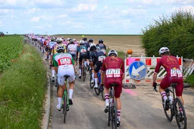 Tour de Wallonie 2026 Stage 1 LOBBES, BELGIUM - JUNE 01 : Race is being neutralised due to mud on the road during stage 1 of the 47th edition of Ethias Tour de Wallonie an UCI ProSeries 2.Pro cycling road race stage for Men Elite of 180.7 km with start in Manage and finish in Lobbes on June 1, 2026 in Lobbes, Belgium, 01 06 2026 ( Motordriver Pieter Van Herzele - Lobbes Belgium  Copyright: xVincentxKalutx