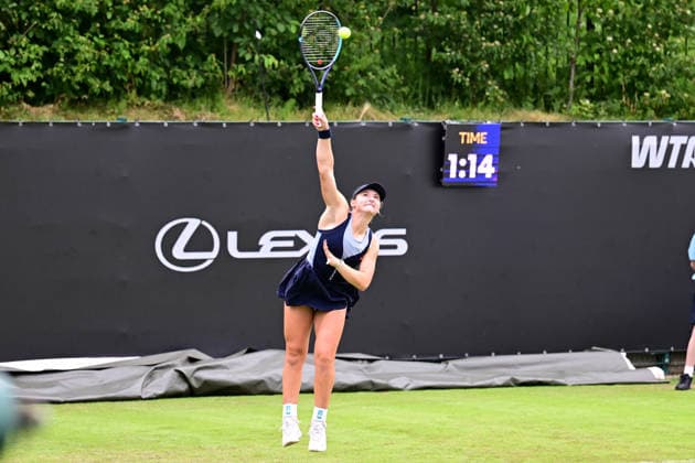 Tennis WTA125 ATP, Tennis Herren Challenger Lexus Birmingham Open Mary Stoiana of the USA serves during the Lexus Birmingham Open tennis tournament at Edgbaston Priory Club, Birmingham, UK on 1 June 2026. Birmingham Edgbaston Priory Club West Midlands UK Editorial use only , Copyright: xDennisxGoodwinx PSI-24319-0084