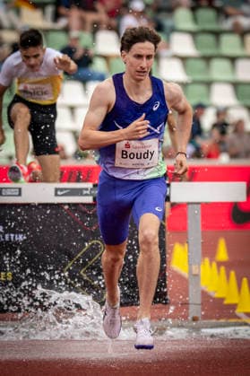 DRESDEN , GERMANY - MAY 31: Pierre Boudy (FRA France) competes in the men’s 2000m steeplechase during the Golden Oval Continental Tour Silver meeting on May 31, 2026 at Heinz-Steyer-Stadion in Dresden, Saxony, Germany. Saxony Germany Copyright: xAxelxKohringx