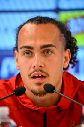 Croatia vs Belgium - friendly match - media activities 01 06 2026 RIJEKA, CROATIA - JUNE 01 : Theate Arthur defender of Belgium pictured during a press conference, PK, Pressekonferenz prior the friendly match between Croatia and Belgium ahead of the FIFA World Cup, WM, Weltmeisterschaft, Fussball 2026 on June 01, 2026 in Rijeka, Croatia, 01 06 2026 Rijeka Croatia  Copyright: xTomasxSiskx
