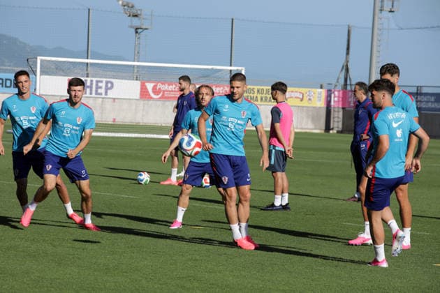 PXL_CRO training Nikola Moro, Petar Sucic, Luka Modric, Andrej KramariÄ‡, Martin Baturina, Duje Caleta Car of Croatian national football team during training before friendly match with Belgium at Rujevica stadium on 01. July 2026. in Rijeka, Croatia.  GoranxKovacic PIXSELL