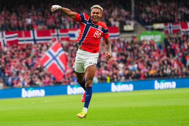 Private international football match Norway Sweden Oslo 20260601 Norways Antonio Nusa cheers for 2 0 during the mens private international football match between Norway and Sweden at Ullevaal Stadium Photo Lise Aserud NTB Oslo Norway EDITORIAL USE ONLY RESTRICTED USE FOR BETTING COMPANIES  Copyright: xLisexAserudx xNTBx