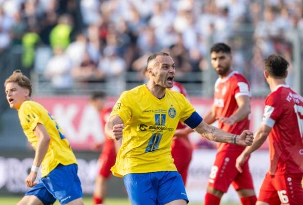 Fußball, Herren, Saison 2025 2026, Aufstiegsspiele zur 3. Liga (Rückspiel), Würzburger Kickers - 1. FC Lok Leipzig, Djamal Ziane (Lok Leipzig), Jubel nach Tor zum 1:1, 01.06. 2026, Copyright: xMatthiasxKochx