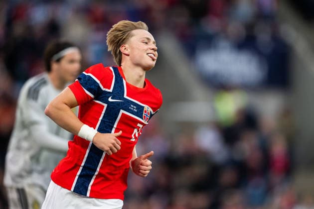 260601 Andreas Schjelderup of Norway looks dejected during the International Friendly, Länderspiel, Nationalmannschaft football match between Norway and Sweden on June 1, 2026 in Oslo. Photo: Marius Simensen BILDBYRAN COP 238 JM0820 bbeng fotboll football soccer fotball träningslandskamp privatlandskamp landskamp international friendly norge norway sverige sweden sverige a depp Copyright: MARIUSxSIMENSEN BB260601BB864