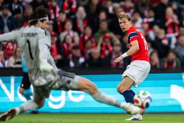 260601 Marcus Holmgren Pedersen of Norway during the International Friendly, Länderspiel, Nationalmannschaft football match between Norway and Sweden on June 1, 2026 in Oslo. Photo: Marius Simensen BILDBYRAN COP 238 JM0820 bbeng fotboll football soccer fotball träningslandskamp privatlandskamp landskamp international friendly norge norway sverige sweden sverige a Copyright: MARIUSxSIMENSEN BB260601BB865